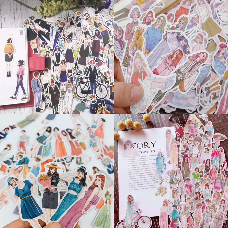 Set 20 miếng sticker cô gái hiện đại