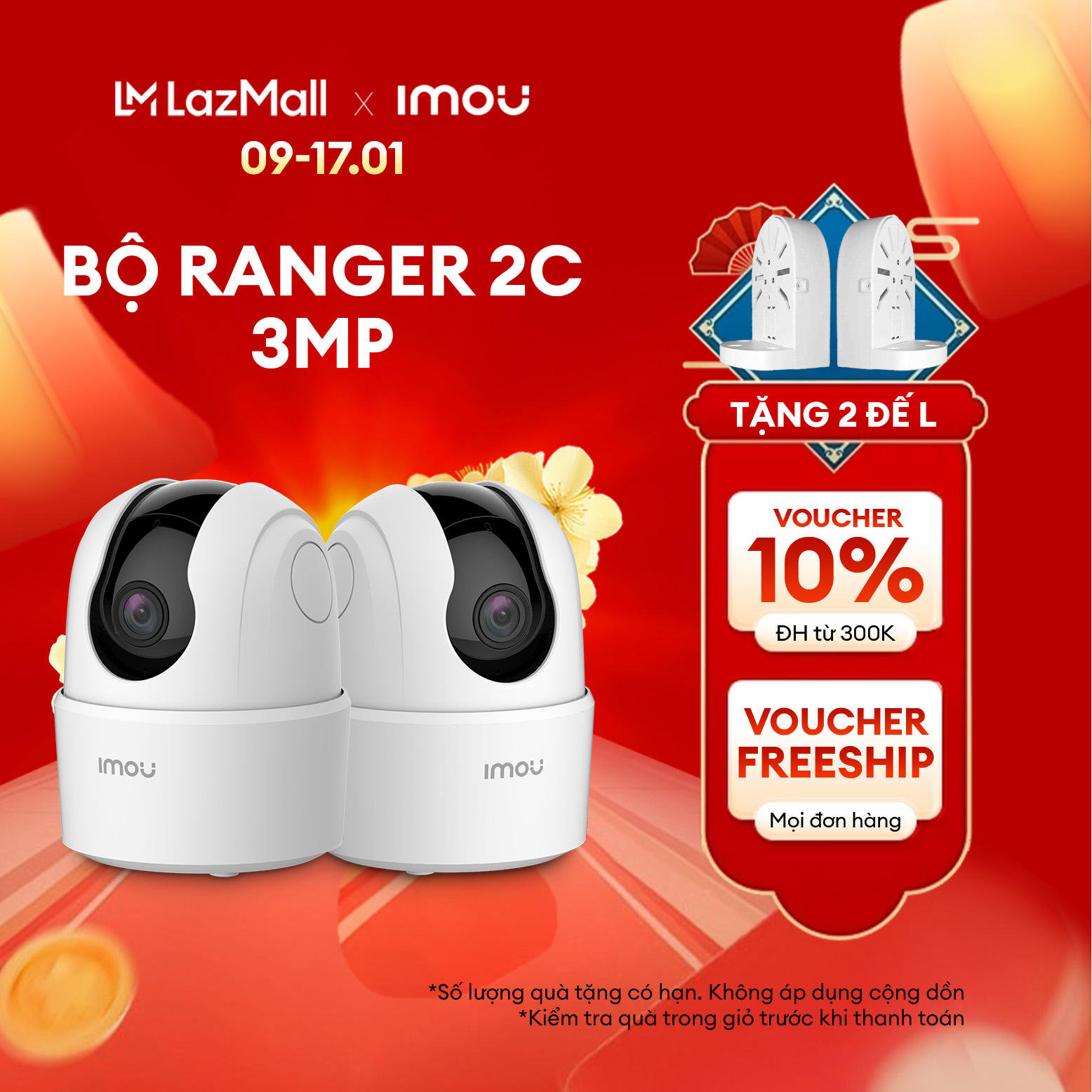 Bộ 02 Camera Wifi trong nhà Imou Ranger 2C (3MP) I Bảo hành 2 năm I TA22CP