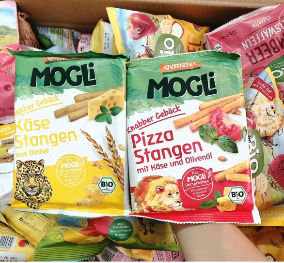 Bánh thanh dinkel phomai Mogli 75g/Bánh thanh pizza phomai olive Mogli 75g