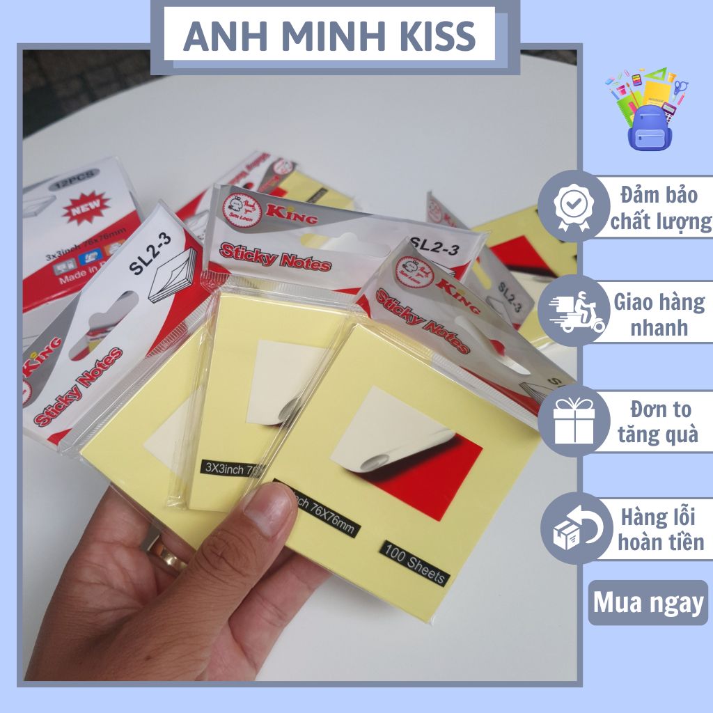 Giấy notes vàng hình vuông xấp gồm 100 tờ