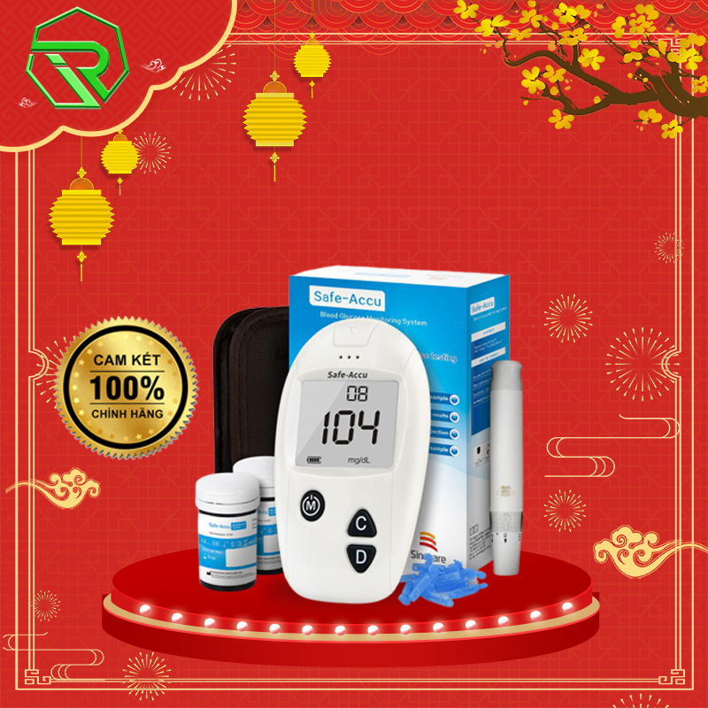Máy đo đường huyết sinocare safe accu, tặng kèm que thử và kim lấy mẫu, số lượng 25