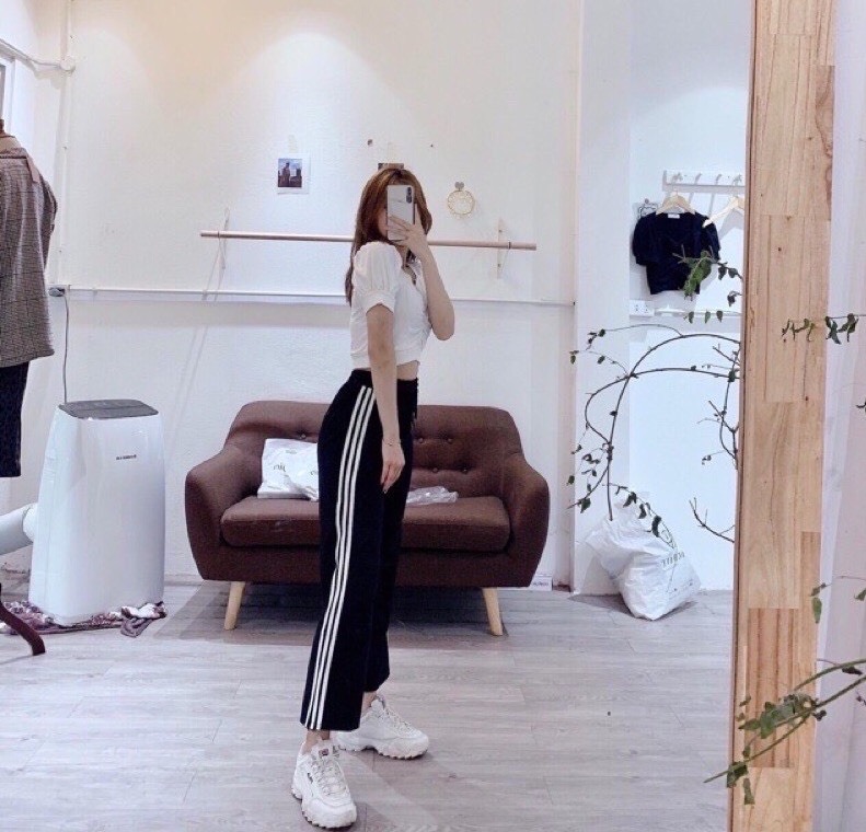 văn đức fashion - Quần Baggy Nữ Quần Culottes Quần Thể Thao Nam  Nữ 3 Sọc Ống Rộng Cá Tính Thiết kế trẻ trung năng động Ảnh Thật