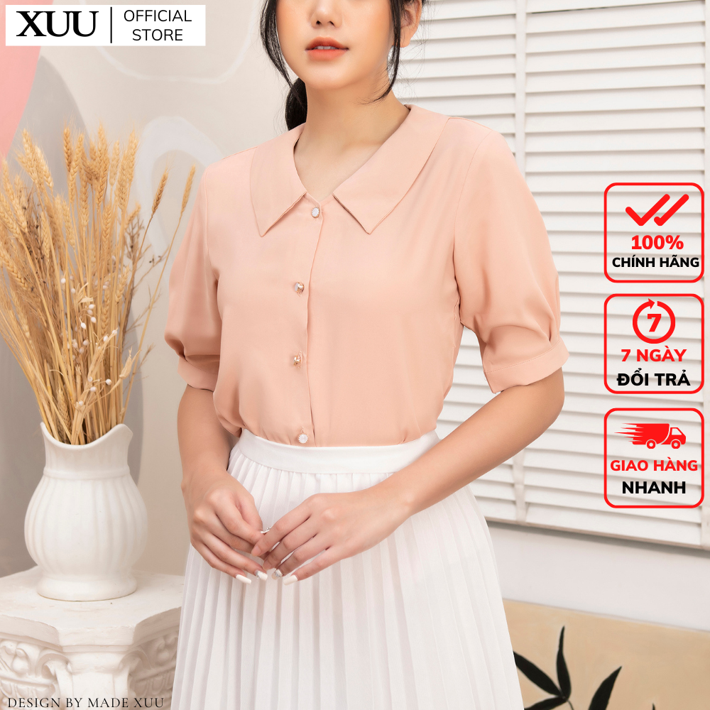 Áo sơ mi nữ Xuu Design, Áo kiểu cổ sen tay lỡ thời trang SP09