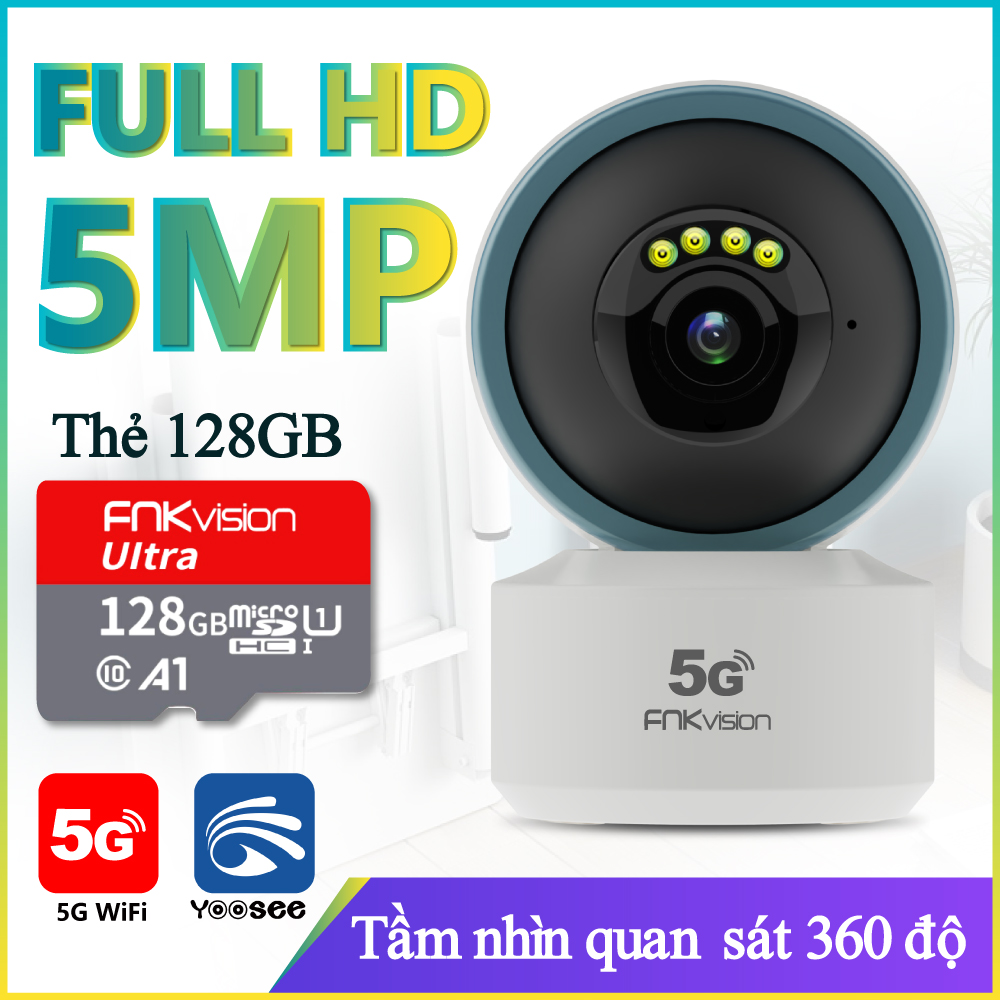 CAMERA IP WIFI YOO SEE 5G FNKvision 5.0 MP FHD NEW 2024 - QUAY ĐÊM CÓ MÀU - XOAY 360 ĐỘ - THEO DÕI CHUYỂN ĐỘNG