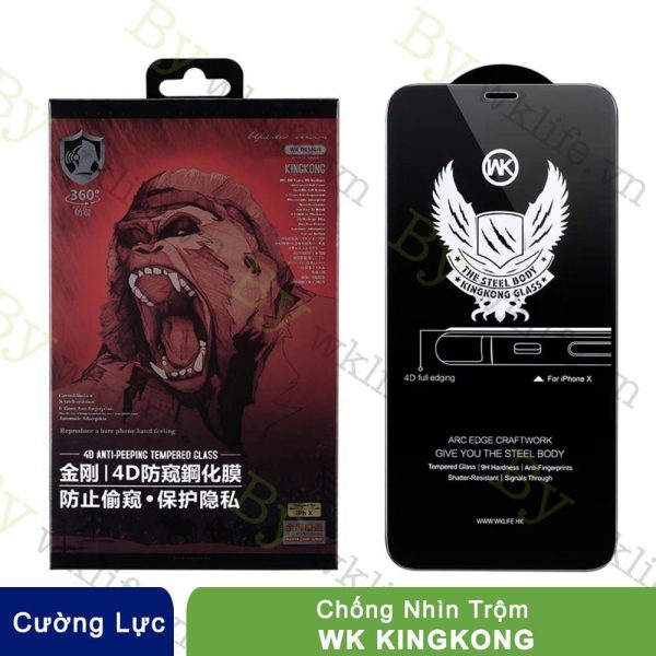 Cường lực chống nhìn trộm KingKong hộp đỏ iPhone X/Xs/11Pro XR/11 XSMax/11Promax 12/12 Pro 12Pro Max