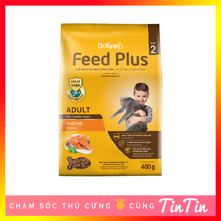 Thức Ăn Cho Mèo Trưởng Thành Feed Plus ADULT – Vị Cá Hồi Gói 400 g