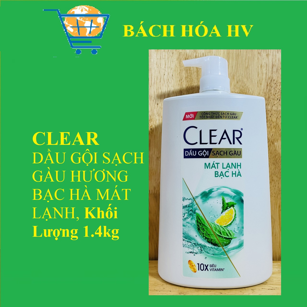 CLEAR Dầu gội sạch gàu hương Bạc Hà Mát Lạnh 1.4Kg - BACH HOA HV