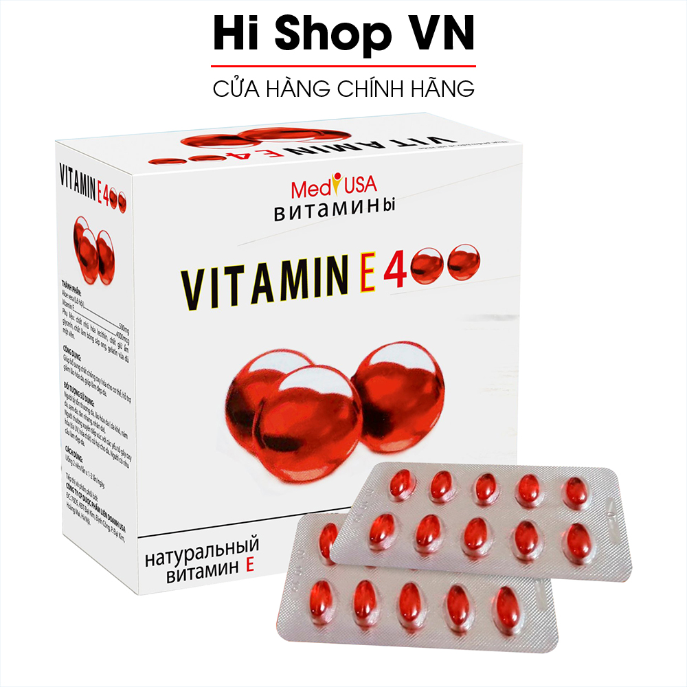 Vitamin E400 bổ sung vitamin E đỏ đẹp da chống lão hóa - Hộp 100 viên