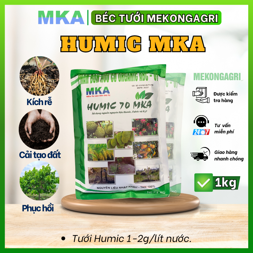 Humic MKA phân bón kích rễ mạnh dạng vảy bạc tan hoàn toàn