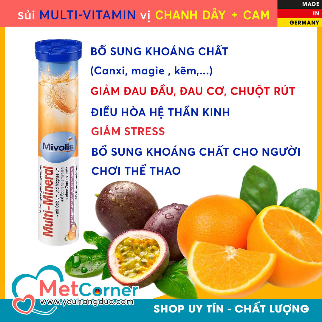[HCM]Vitamin Tổng hợp Khoáng - Mivolis - Sủi Đức - Multi Mineral 20 Viên