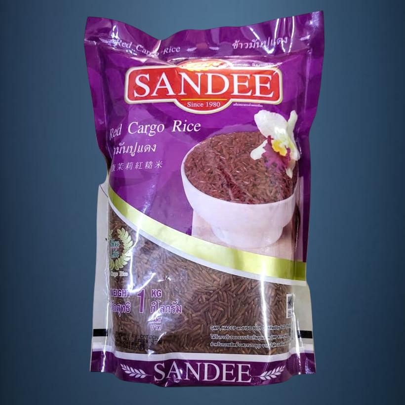SANDEE - Túi TÍM 1 Kg - GẠO LỨT HUYẾT RỒNG THÁI LAN Red Cargo Rice (HALAL)