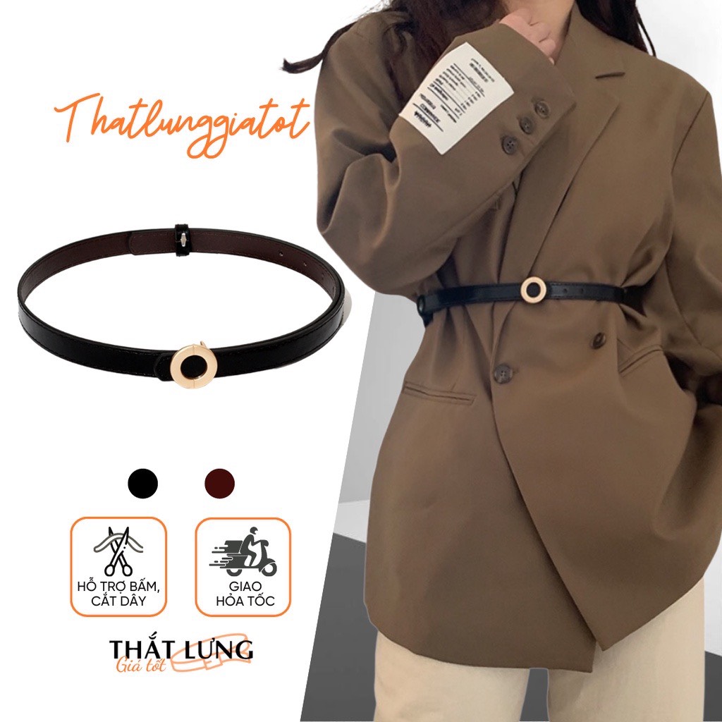 Thắt lưng mảnh bản nhỏ mặt tròn belt váy da xinh bản 1.8cm TL409 - Thắt Lưng Giá Tốt