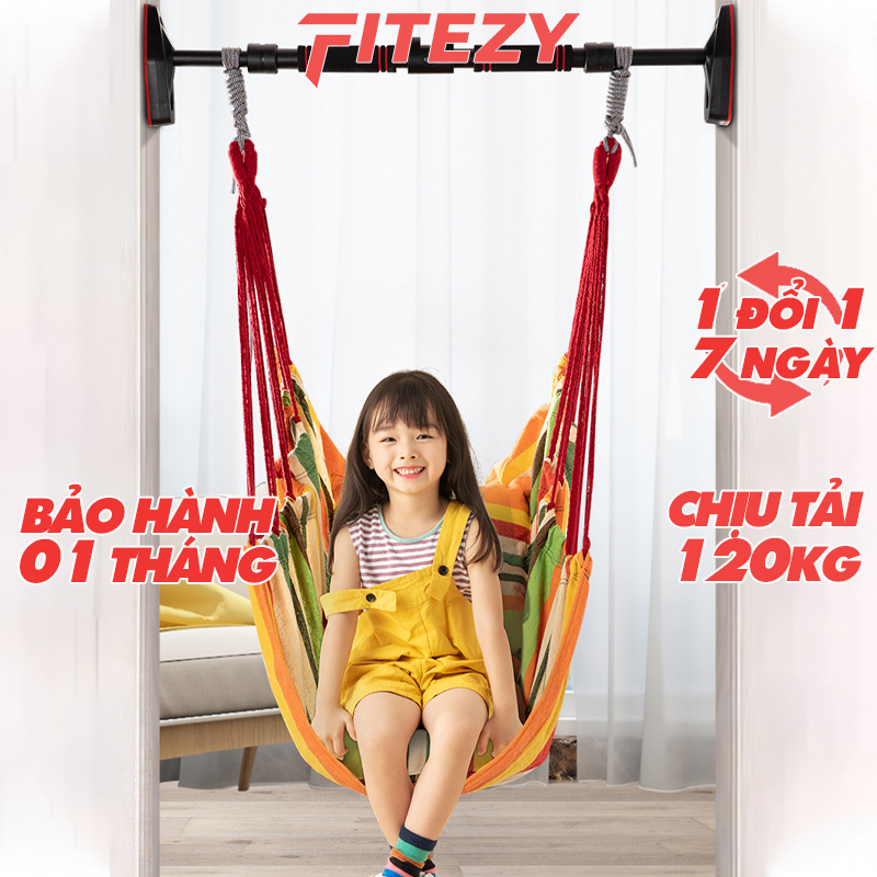 [VOUCHER 12% | MEGA 05.06 - 10.06] Xích đu cho bé tại nhà, ghế võng sân vườn học sinh treo xà đơn FITEZY
