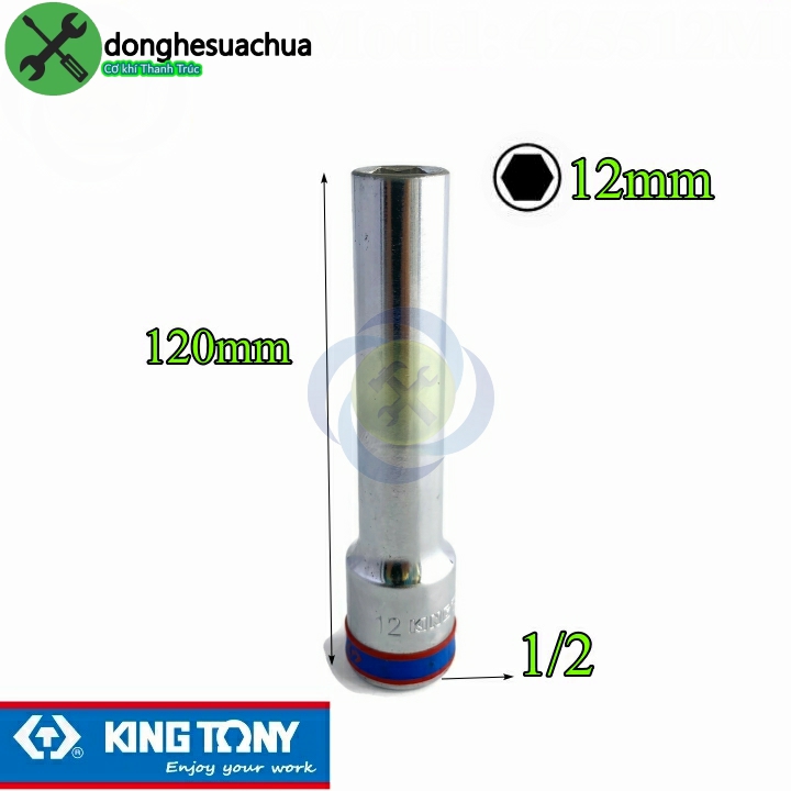 Tuýp 12mm dài 120mm loại 1/2 có 6 cạnh kingtony 425512m
