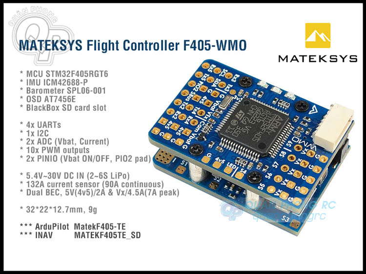 Mạch Cân Bằng Mateksys Flight Controller F405-WMO Dành cho máy bay điều khiển