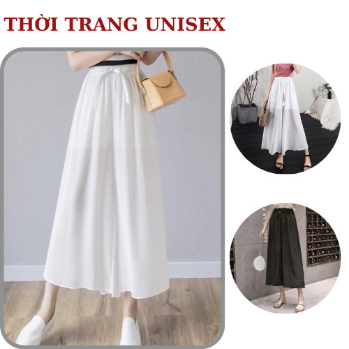 (ảnh thật) quần voan 2 lớp  ống rộng, quần giả váy, quần cullotes cạp chun, mặc lên tôn dáng, che mọi khuyết điểm , stye korea,, giá rẻ, AMME