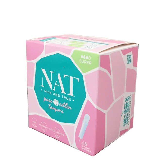 Băng vệ sinh tampons cao cấp nat super có cần đẩy - 100% bông hữu cơ