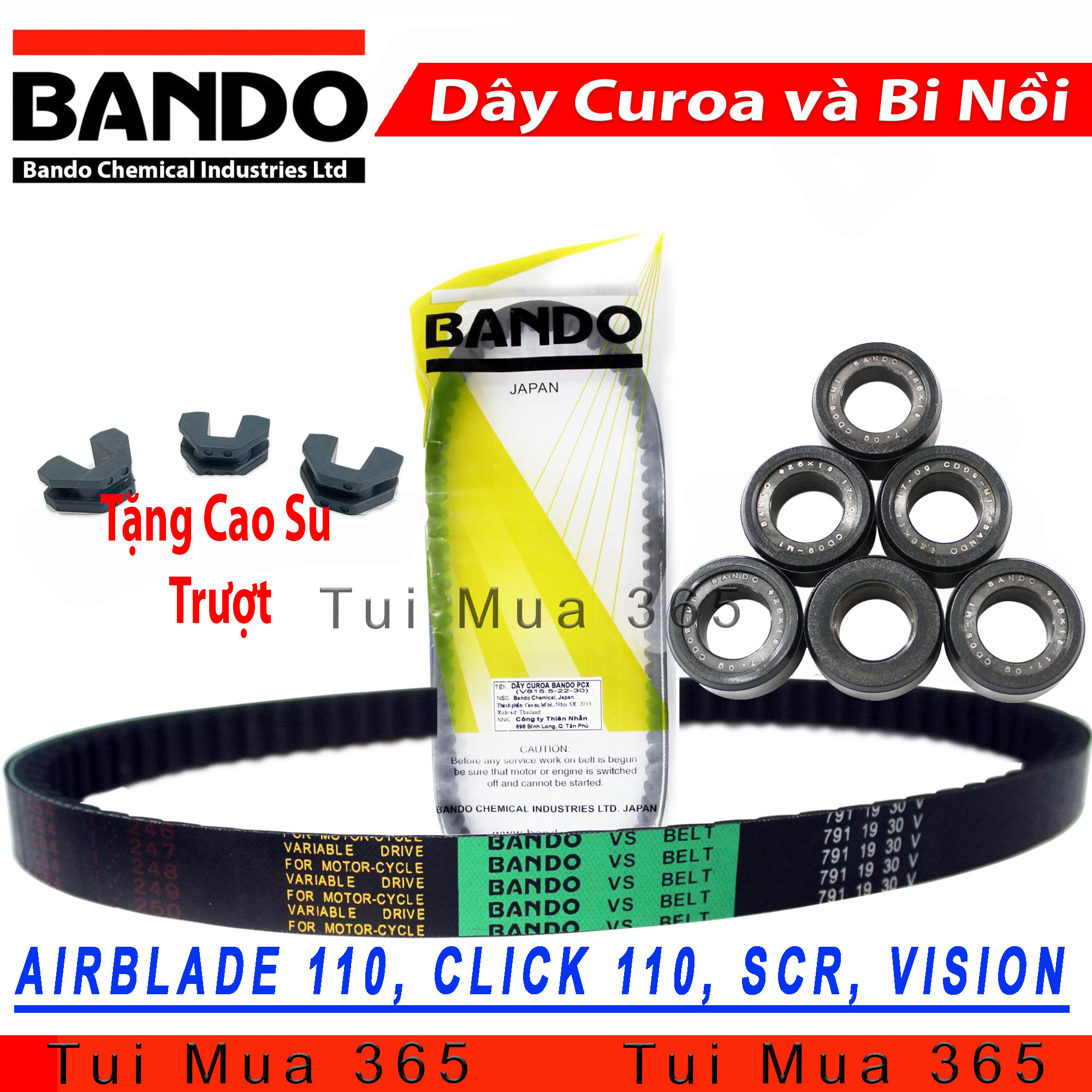Bi nồi và dây curoa bando độ honda airblade 110cc, vision, scr, atila, click 110