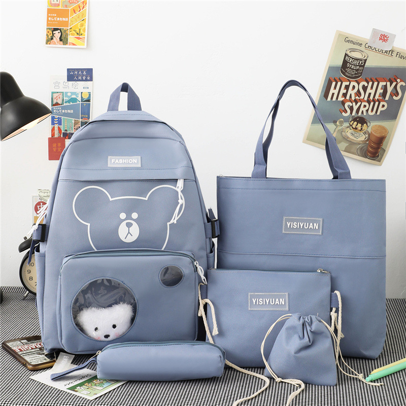 Balo Thời Trang, Balo, Balo Nam Nữ, Balo Đi Học, Balo Chống Thấm, Set Balo 4 Món - COMBO 4 MÓN GẤU POLA