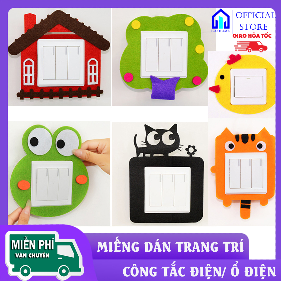 Miếng dán trang trí công tắc điện hình thú dễ thương - ICO HOME