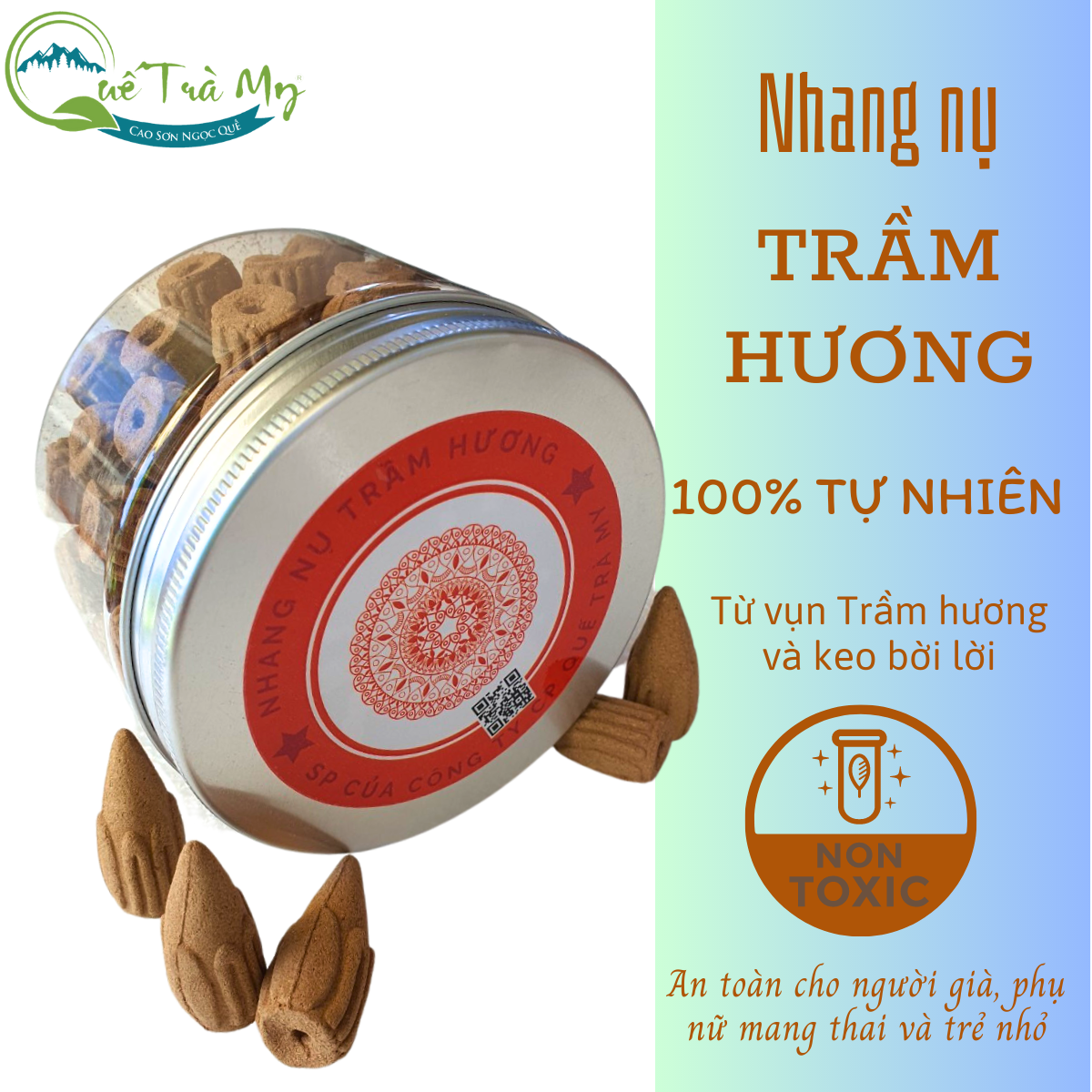 Trầm hương nụ trầm hương khói ngược - Quế Trà My không hóa chất cho thác khói trầm hương lư xông trầm xông nhà cửa.