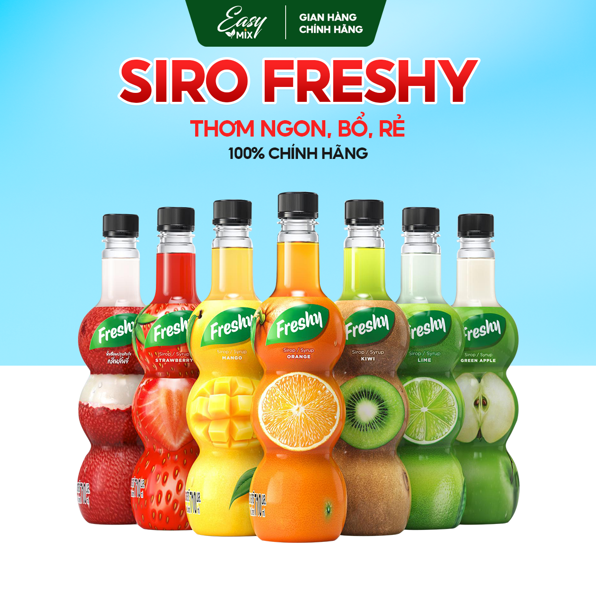 Siro trái cây freshy fruit syrup nguyên liệu pha chế trà sữa chai 710ml
