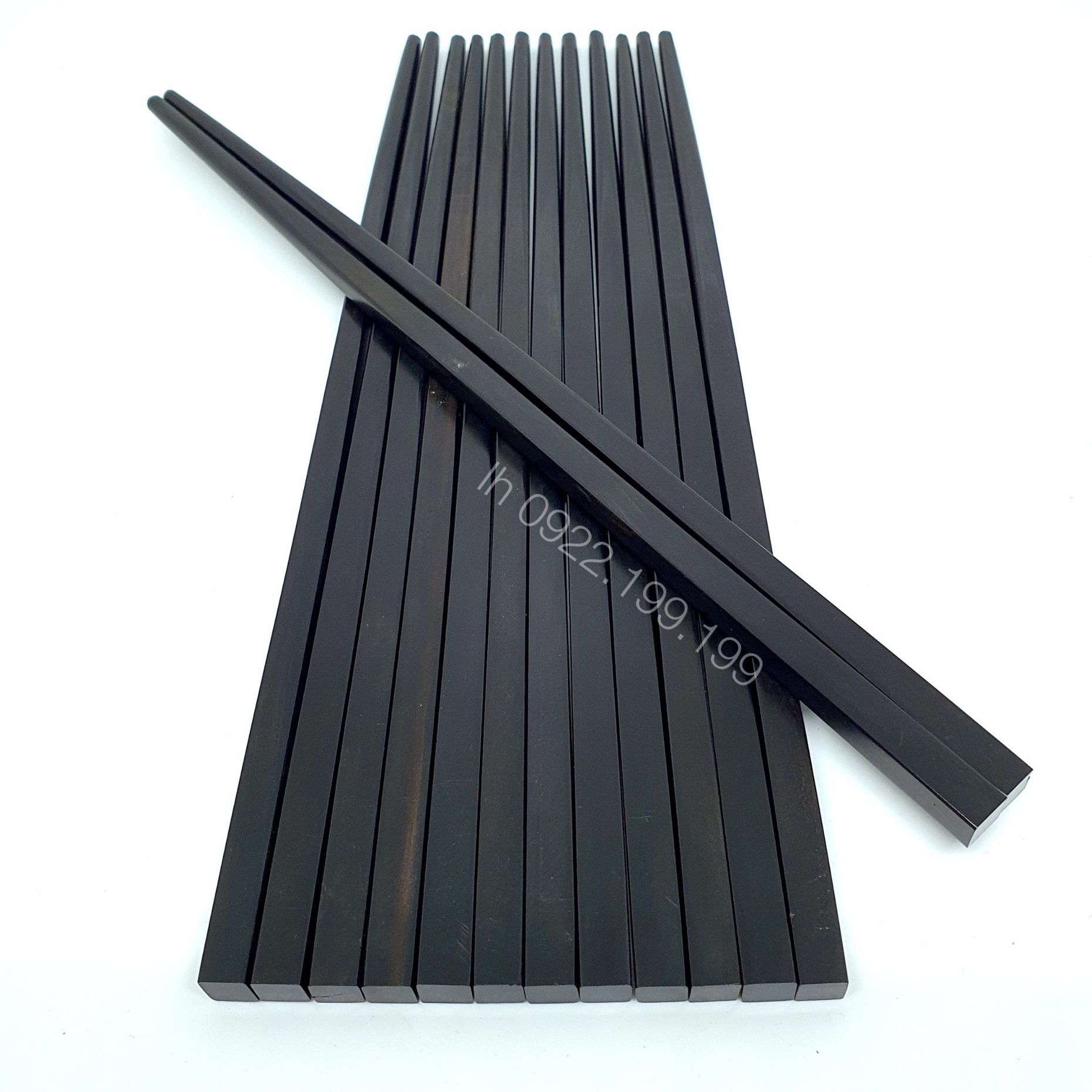 Đũa ăn gỗ Mun sừng đầu Vuông trơn cao cấp - mun chuẩn 100%