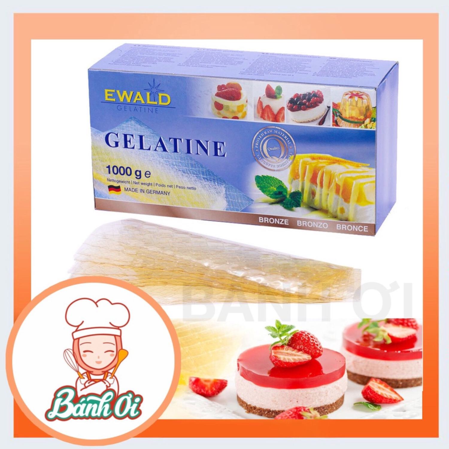 Ɡelatin lá, lá ɡelatin Đức nhập khẩu chính hãng nấu chè, làm kẹo, làm bánh.. - 5 lá