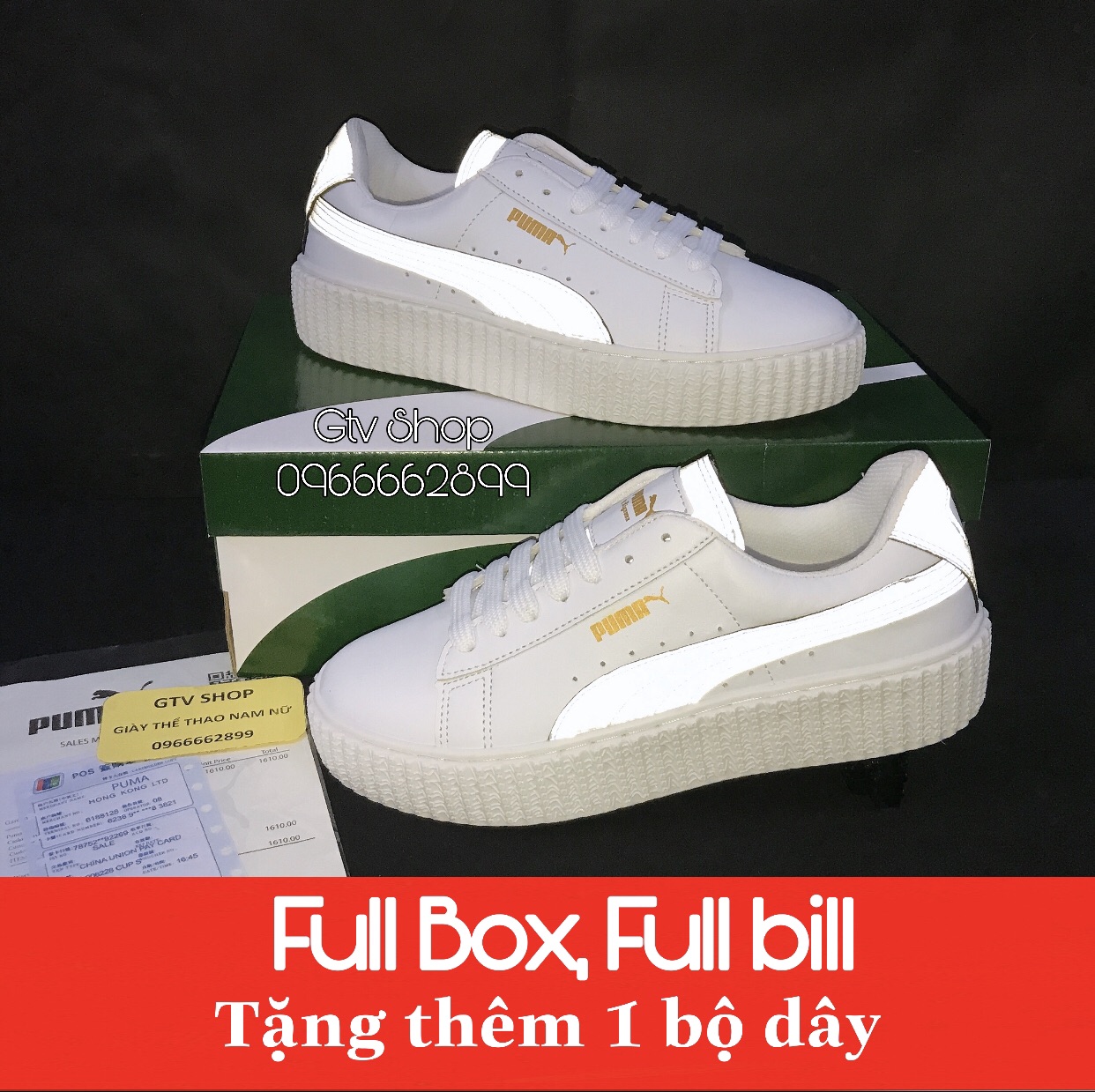 Full box - Full Bill - Tặng thêm bộ dây - Giày thể thao sneaker pu.ma phản quang .