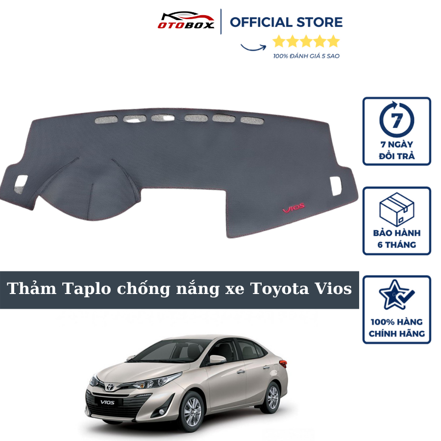 Thảm taplo chống nắng xe ô tô toyota vios 2021-2022 chất liệu da carbon cao cấp chính hãng OTOBOX, thảm chống nắng bảo vệ chống bạc màu oto bảo hành 6 tháng lỗi 1 đổi 1