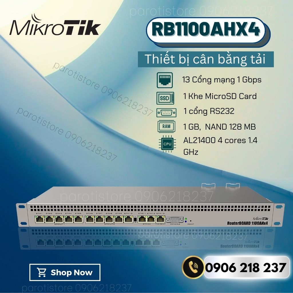 Mikrotik RB1100AHx4 13x Gigabit Ethernet port rack 1U unidirectional