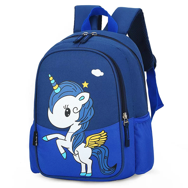 Balo unicorn cho bé 3-7 tuổi chất vải nhẹ mềm thiết kế 2 ngăn lớn và 2 ngăn để bình nước tiện lợi BBShine – B022