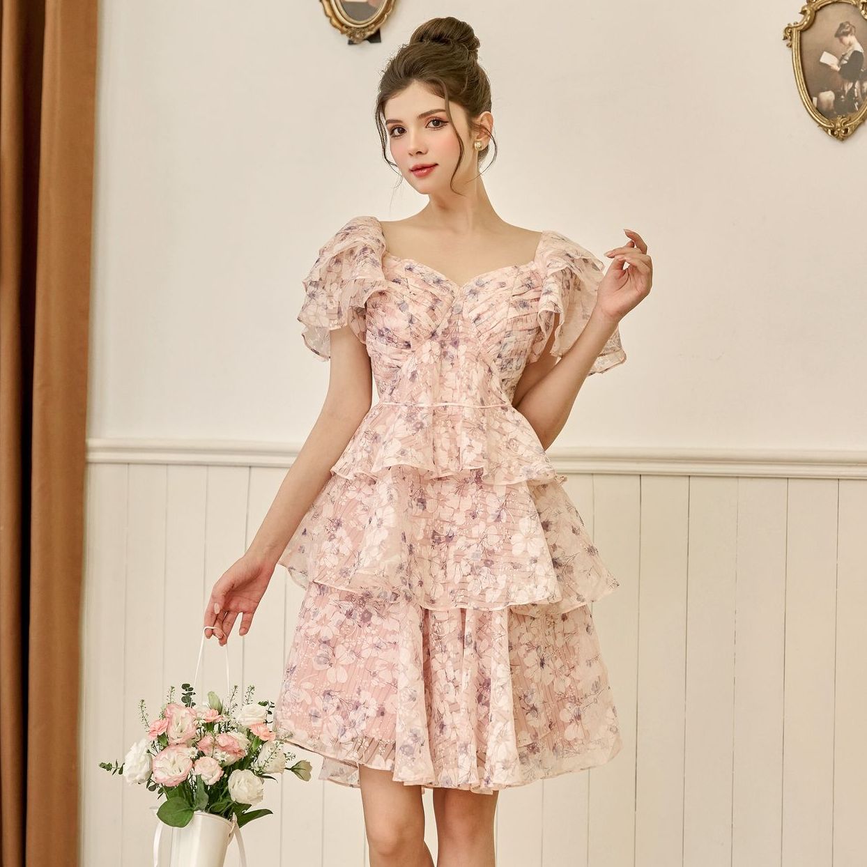 Olv - đầm blossom layering dress