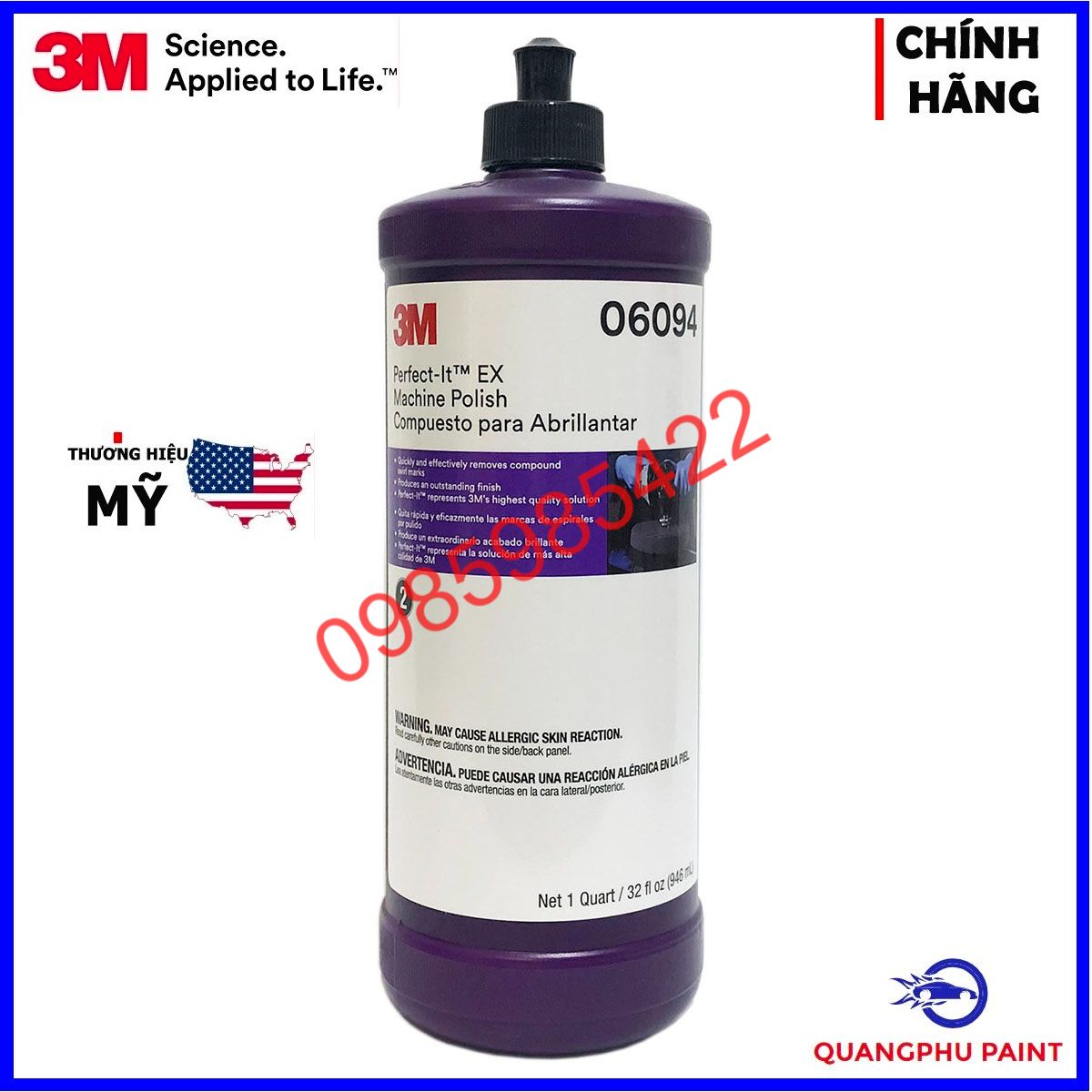 Xi pas đánh bóng gốc nước bước 2 cao cấp hãng 3m 06094 lon 1 lít sonquangphu8856