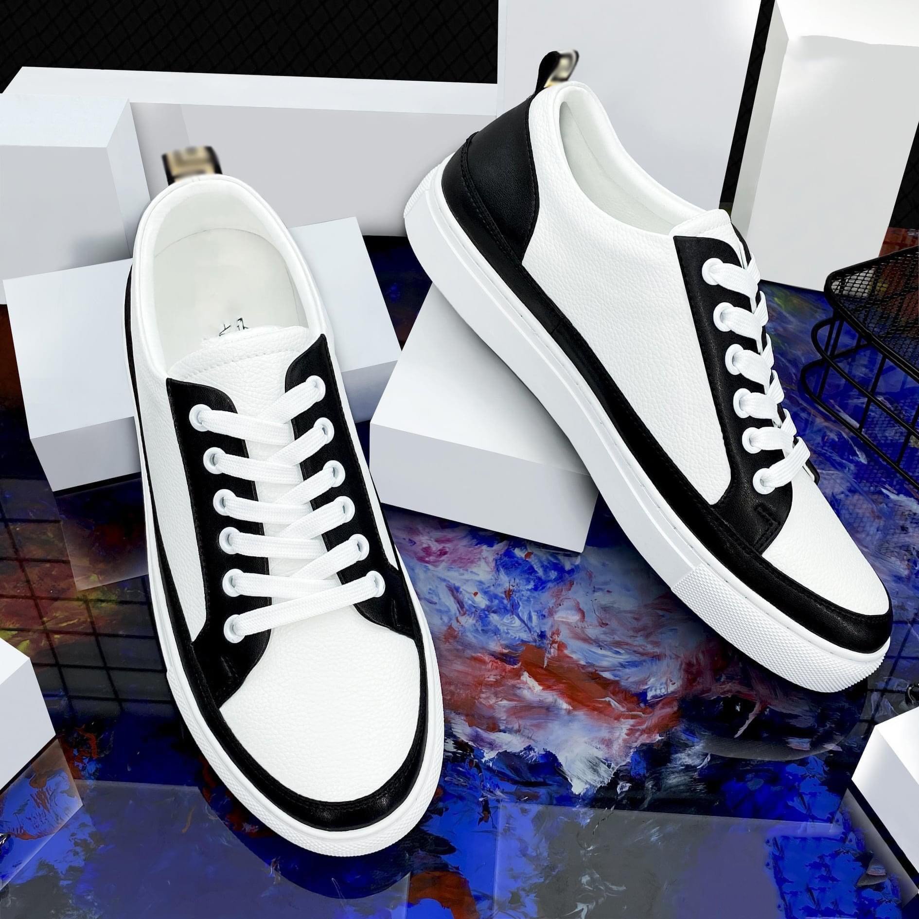 Giày sneaker nam thể thao Trắng viền đen nổi bật - B end T Shop