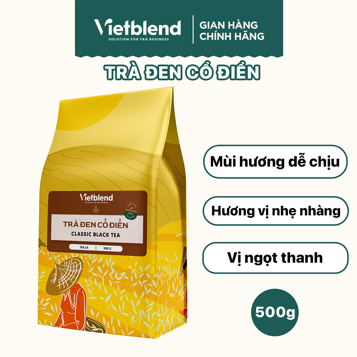 VIETBLEND Classic Mild and Easy-to-Drink Black Tea 500g Bag