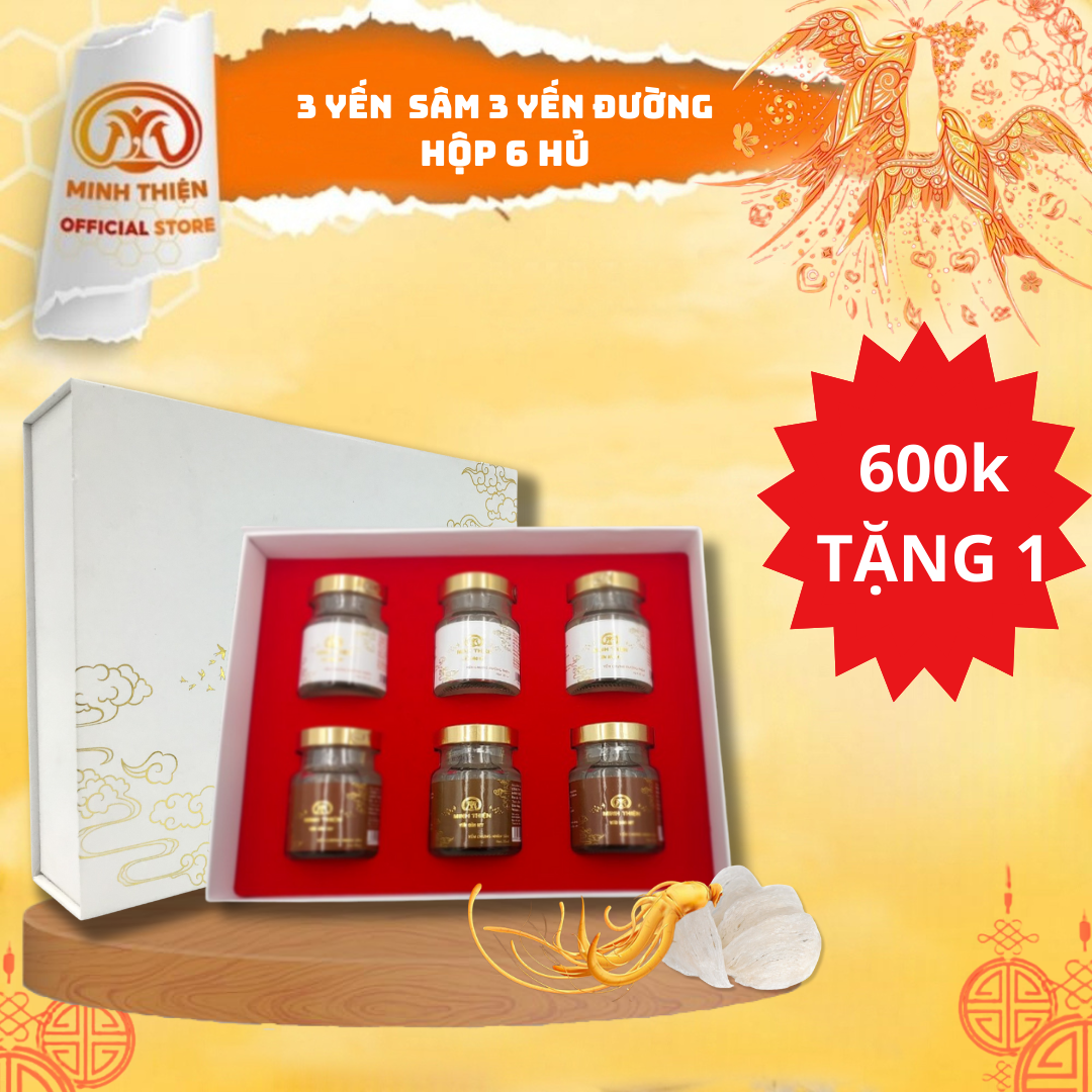 Set quà trung thu hộp 6 hủ yến chưng sẵn combo 3 hủ yến chưng đường phèn 3 hủ yến chưng nhân sâm minh thiện