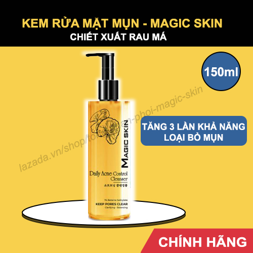 Kem rửa mặt mụn magic skin chiết xuất rau má | dành cho da mụn