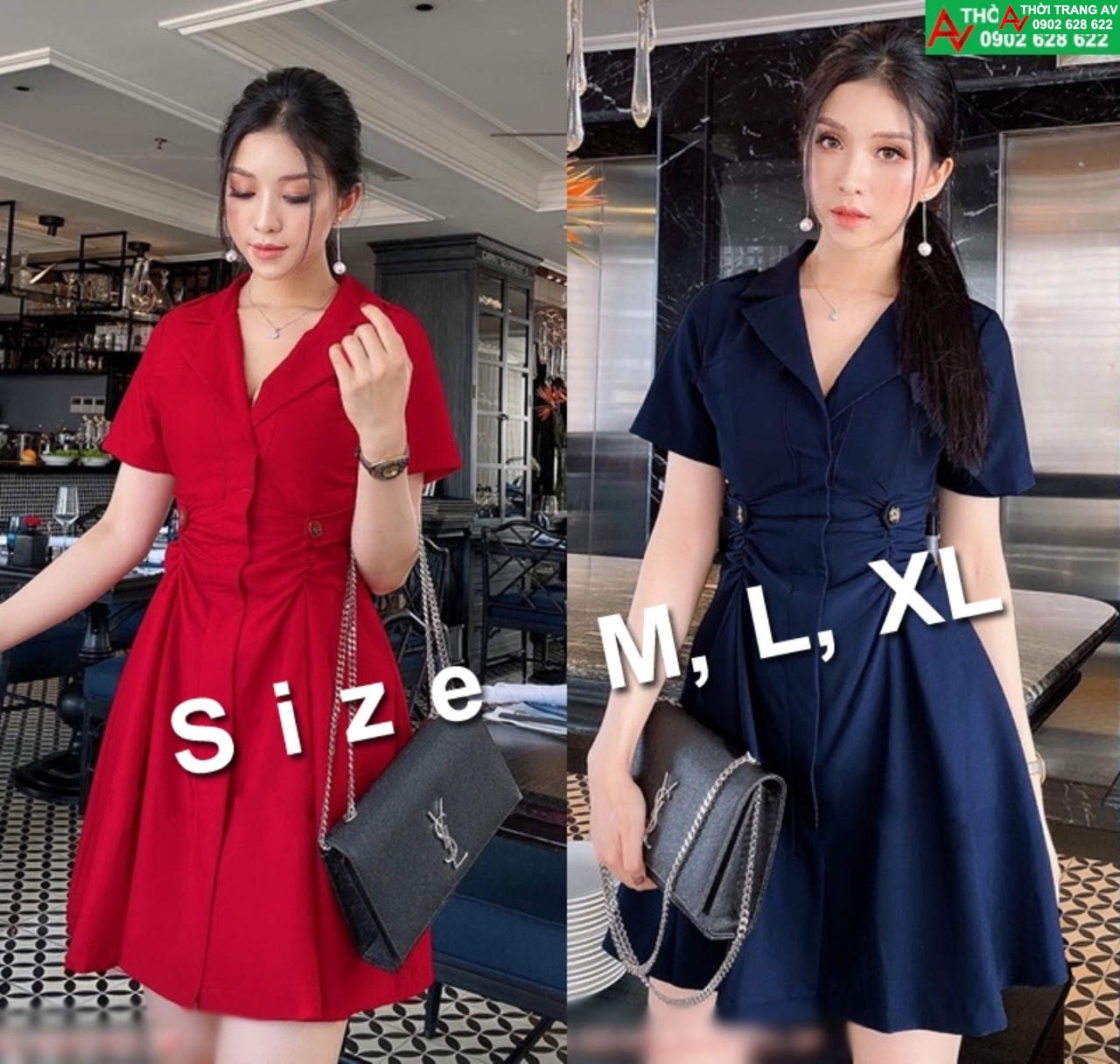 Đầm xòe ngắn cổ V