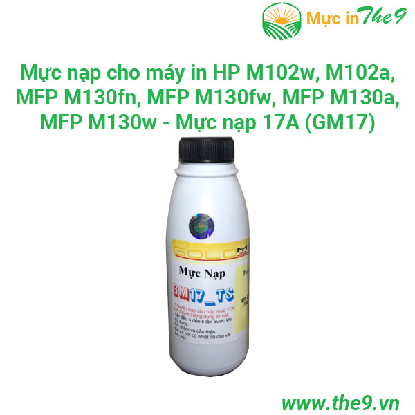 Combo 05 chai mực nạp gm 17a /30a/ crg 047/ crg051/ cf217a/ cf230a cho máy in lbp 161dn, 162dw, hp m102a, m102w ....