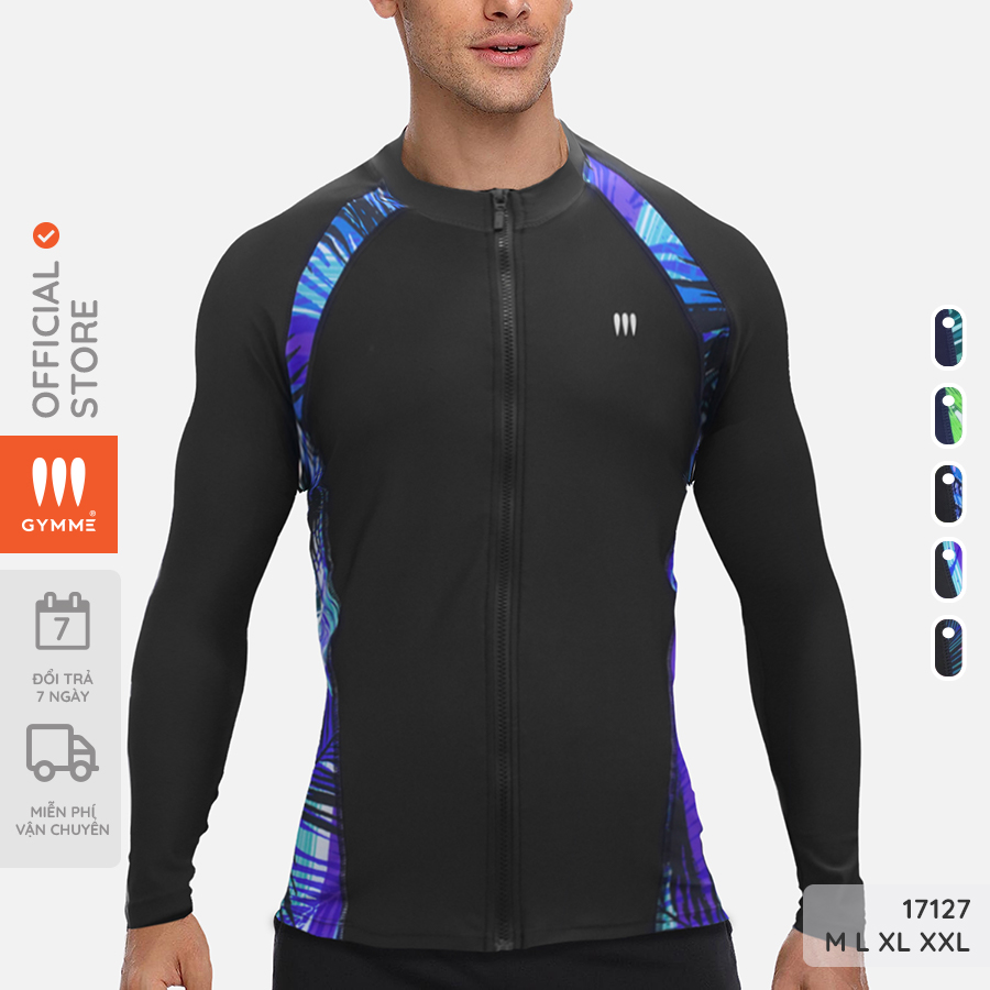 Áo bơi nam dài tay thun lycra, áo bơi dài tay nam chỉ nổi cao cấp Gymme - 17127