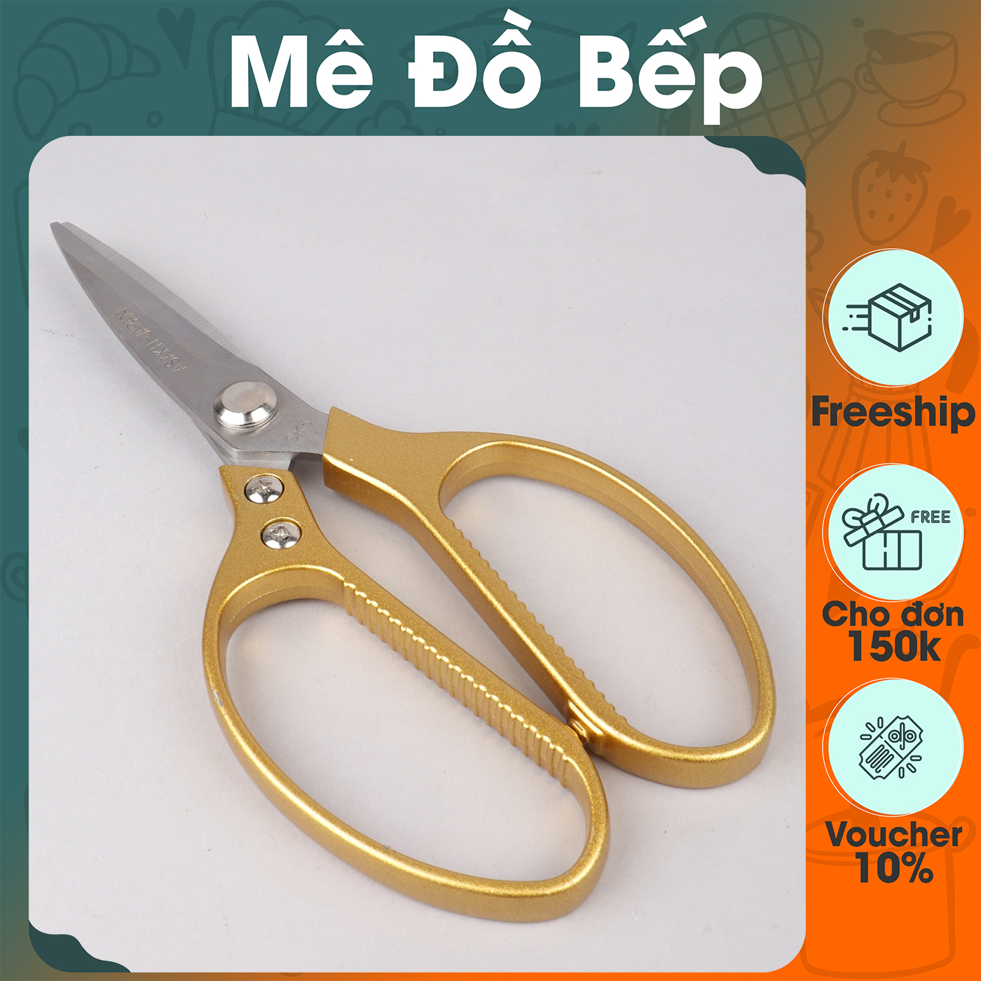 Kéo bếp Nhật Bản Bam House cán kim loại lưỡi thép không gỉ siêu bền cao cấp KKL02 - Gia dụng bếp