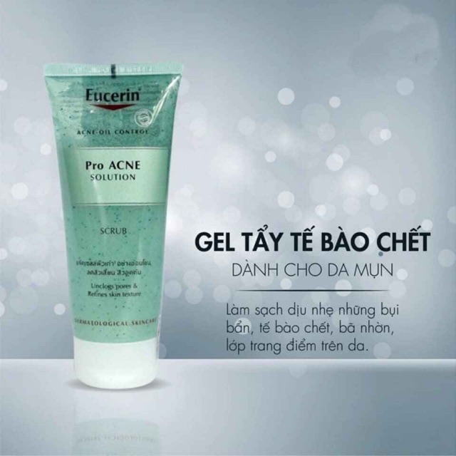 Gel tẩy da chết da mụn eucerin pro acne solution scrub