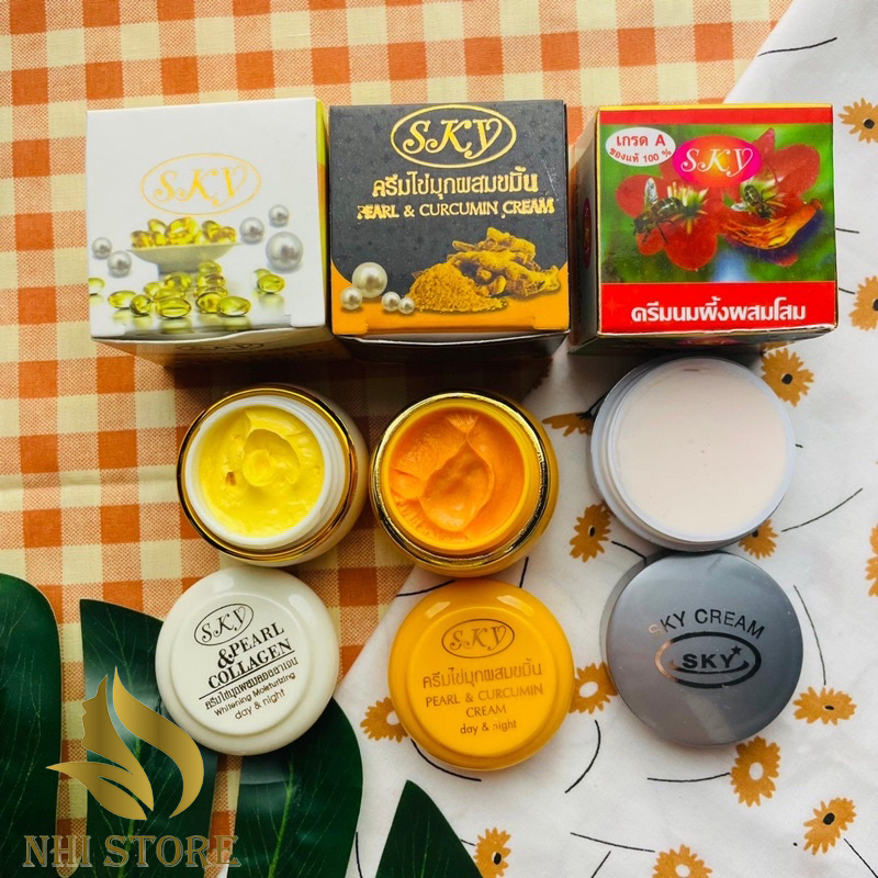 Kem nghệ SKY Pearl Curcumin Cream ngọc trai mụn thâm đều màu da thái lan cao cấp 20g