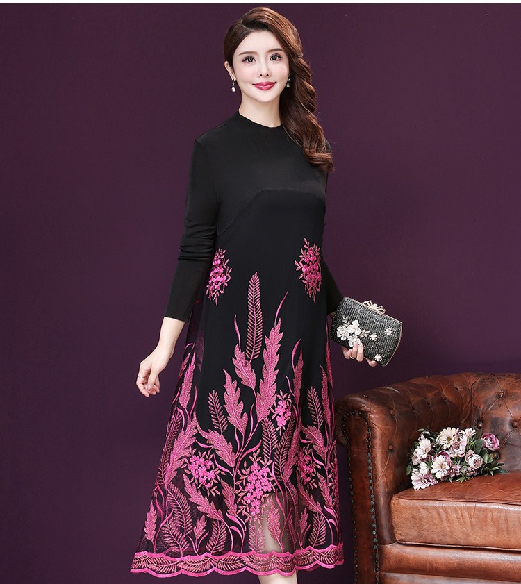 [HCM]Đầm quý Bà Đầm Trung niên họa tiết Sang Trọng - DQB8893