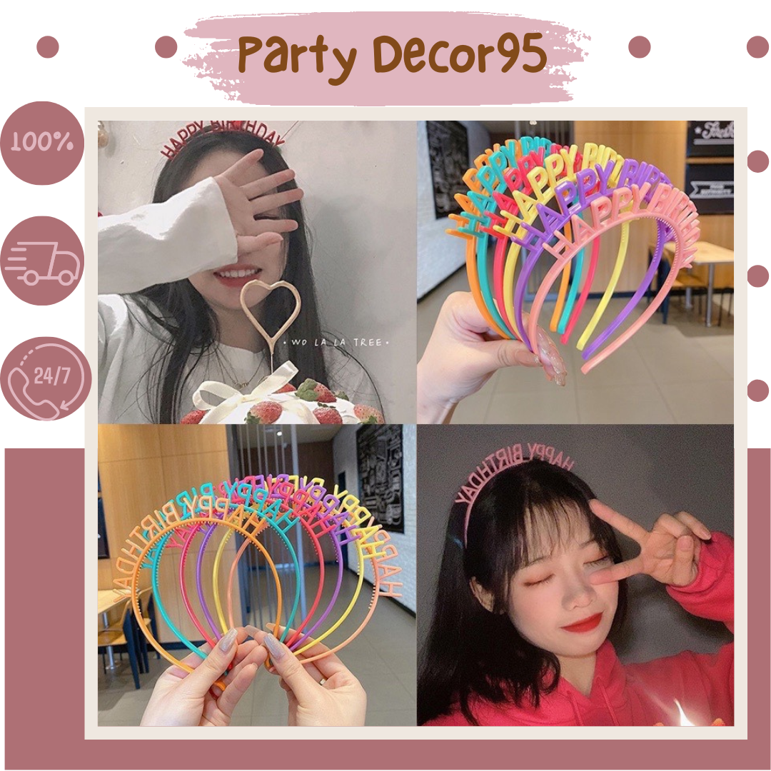 Bờm cài tóc Happy Birthday, đạo cụ chụp hình, trang trí sinh nhật siêu xinh, siêu đáng yêu