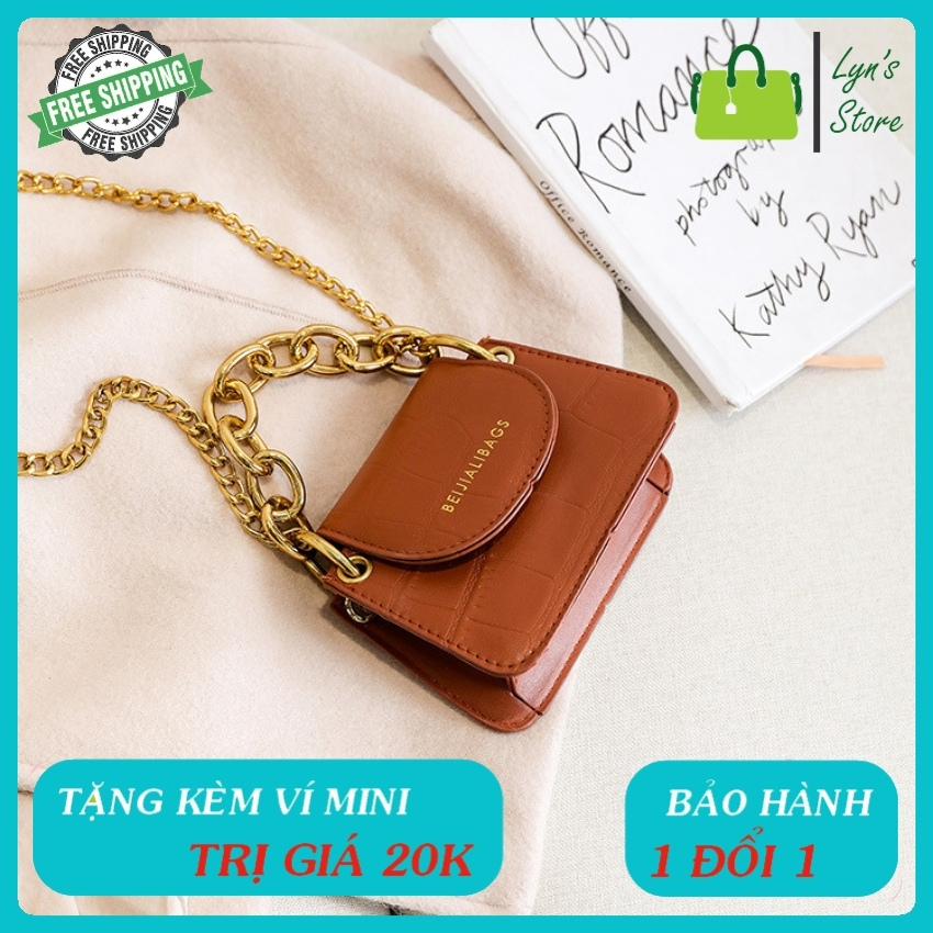 Túi xách Nữ - TẶNG KÈM VÍ MINI CẦM TAY TRỊ GIÁ 20K - Phong Cách Hàn Quốc - Da cao cấp không bong tróc , Không phai màu theo thời gian (2 Màu ) - Lyn Fashion - LYN38