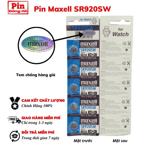 Pin nhật 920 maxell sr920sw 371 vỉ 5 viên loại tốt hàng chính hãng 100%