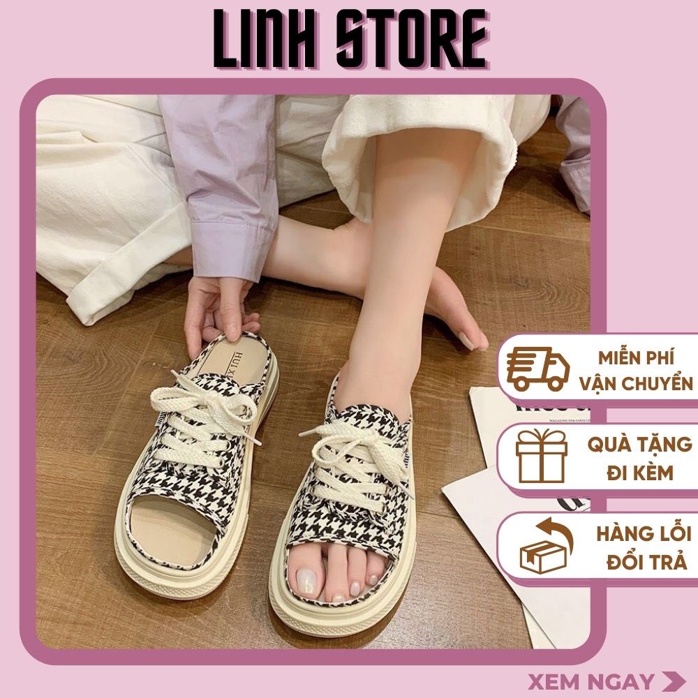 Giày sục thể thao  hở mũi  3 màu  xanh,đen và kẻ caro-chất canvas đế cao 3cm siêu xinh