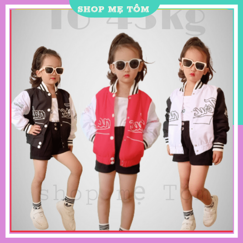 Áo khoác bomber cho bé trai bé gái, vải dù 2 lớp